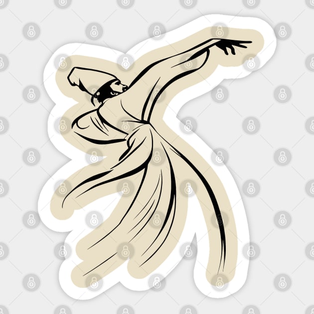 The Dervish Relationship Between Body And Soul Line Art Sticker by taiche